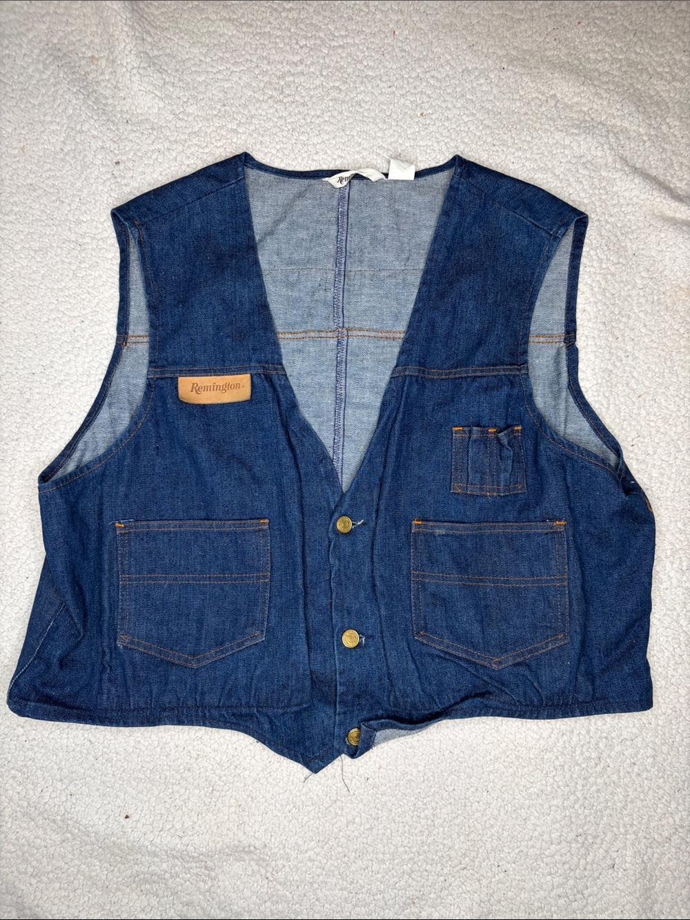 Vintage Remington Blue Jean Jacket Vest: Size XXL